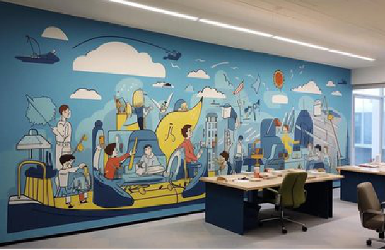德保办公室墙绘的特点。
