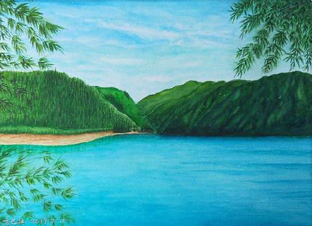 德保在墙绘中，如何绘画绿水青山？